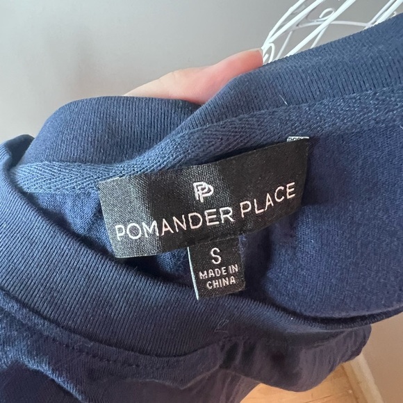 POMANDER PLACE Tuckernuck Flutter Sleeve Cotton T-Shirt Navy Blue S Prep Capsule - Picture 3 of 4